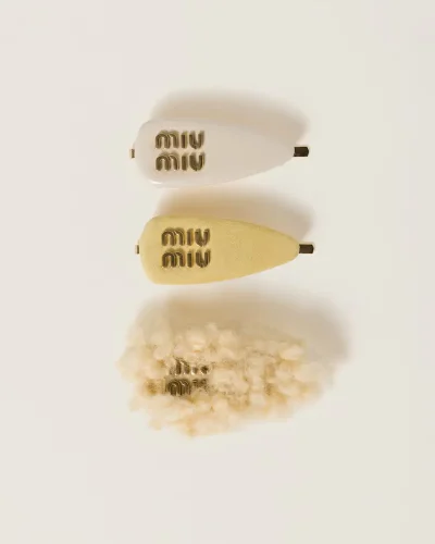 Stylish Miumiu Hair Clips: Elevate Your Look with Our Set of Leather, Suede, and Shearling